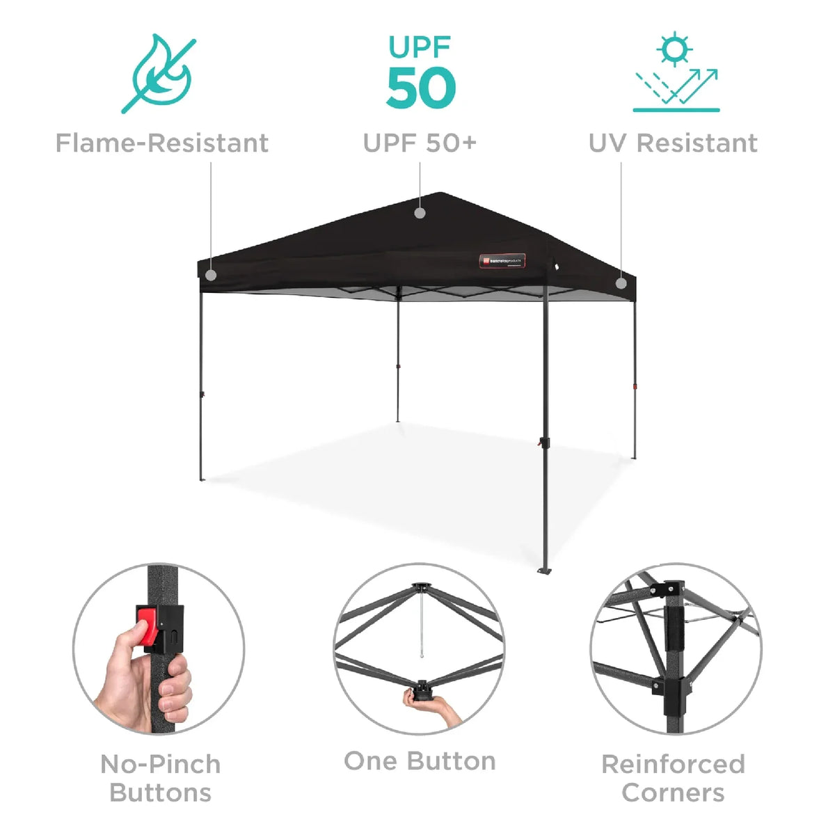 Best Choice Products 12x12ft Easy Setup Pop Up Canopy w/ 1-Button Setup, Wheeled Case, 4 Weight Bags - Navy Blue