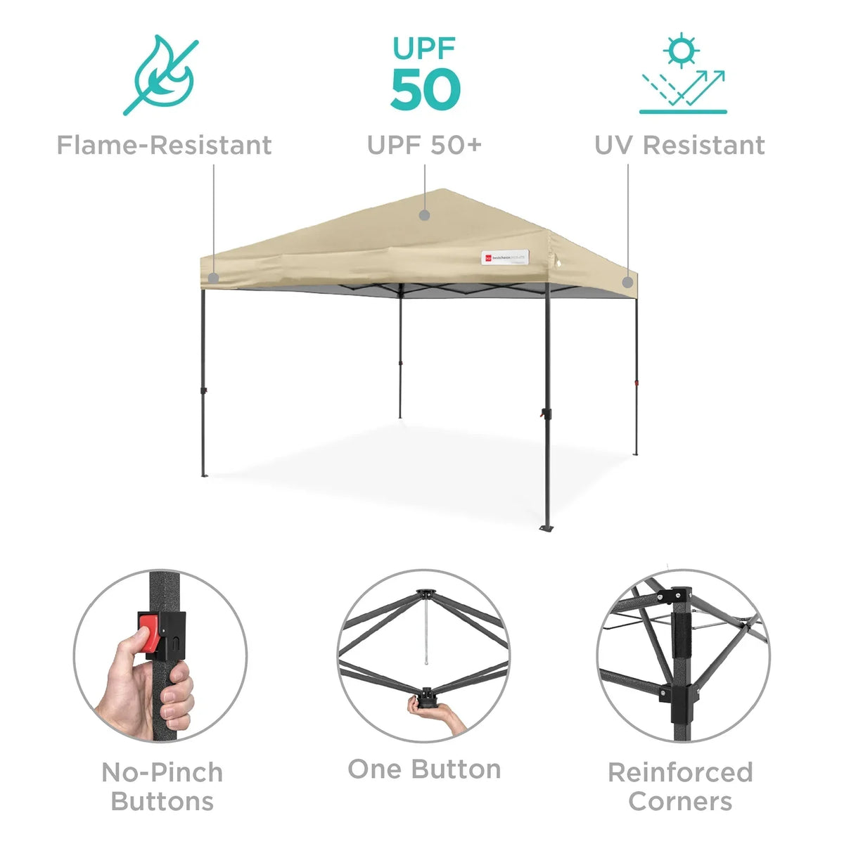 Best Choice Products 12x12ft Easy Setup Pop Up Canopy w/ 1-Button Setup, Wheeled Case, 4 Weight Bags - Navy Blue