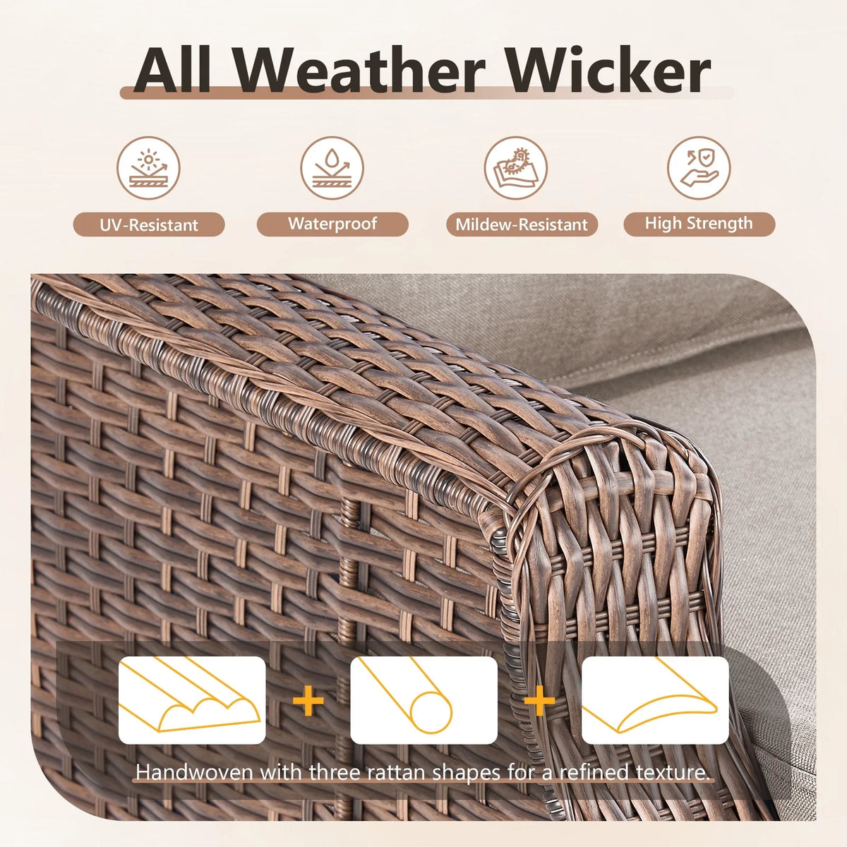Bellefurn Outdoor Patio Furniture Set with Fire Pit and Swivel Rocker Chair,High-Back Wicker Outdoor Conversation Sets with 3 Seater Couch and Side Table Set for Porch,Deck,Garden