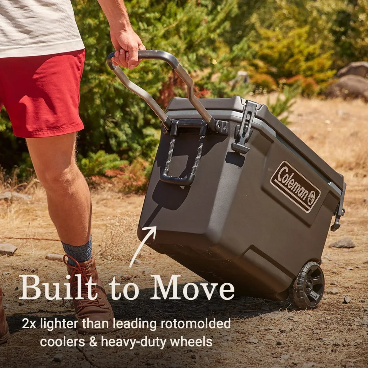 Coleman Convoy Series 65-Quart Hard Cooler with Wheels, up to 48 Cans, Brown Walnut Color