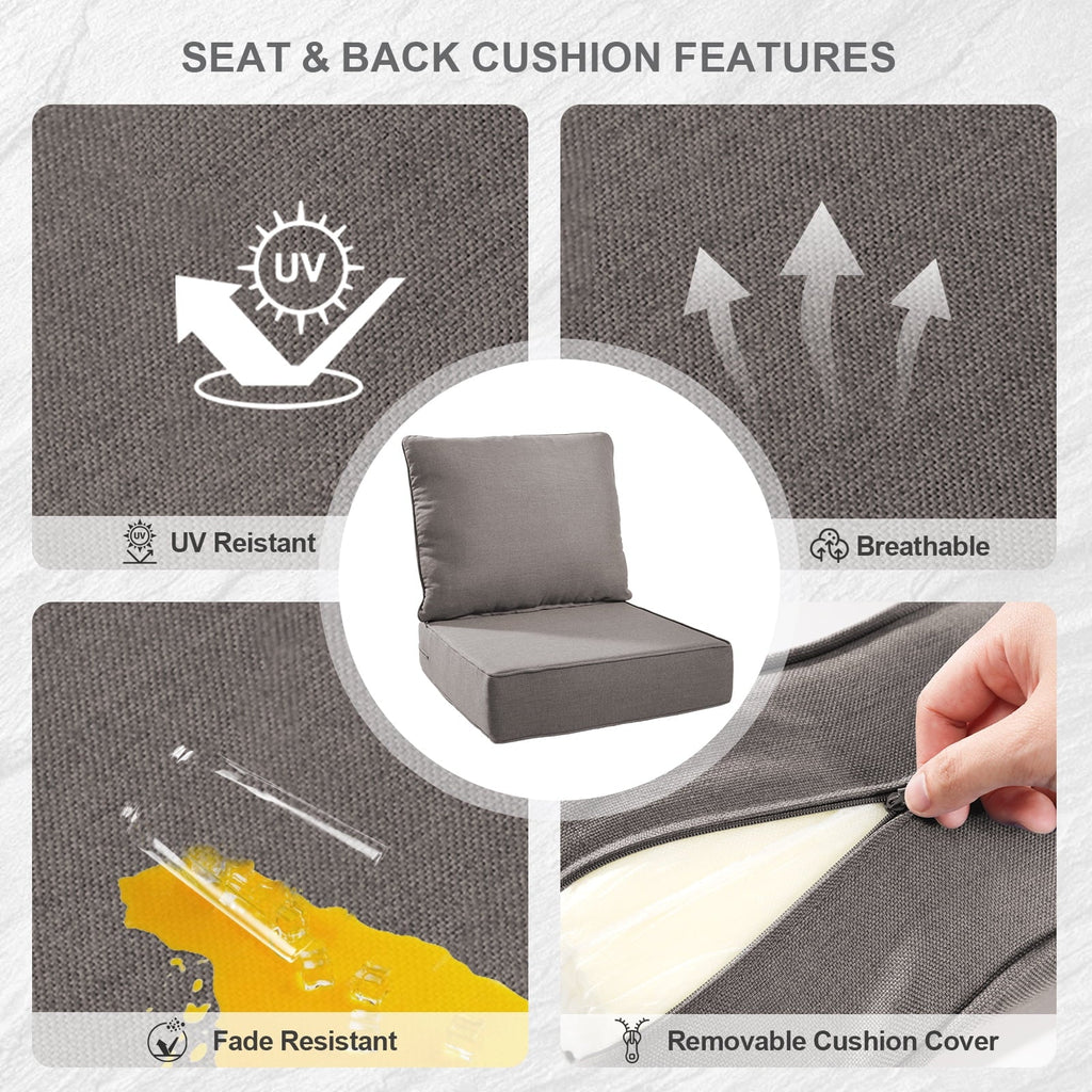 Bellefurn Outdoor Deep Seat Cushion 24 X 24 X 6 inch for Patio Furniture,Outdoor Chair Cushions Waterproof & Fade Resistant Patio Furniture Cushions for Wicker Chair, Sofa, Couch