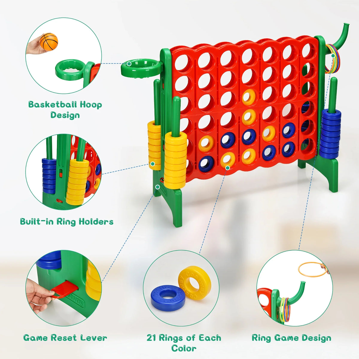 Costway Giant 4 in A Row Jumbo 4-to-Score Game Set W/Storage Carrying Bag for Kids Adult