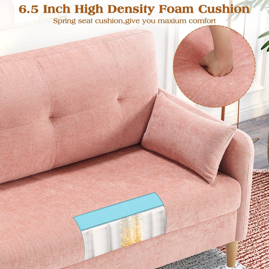 BedLuxury 47'' Wide LoveSeat, 2-seat Chenille sofa with 2 Pillows for Living Room and Small Spaces, Dark Grey