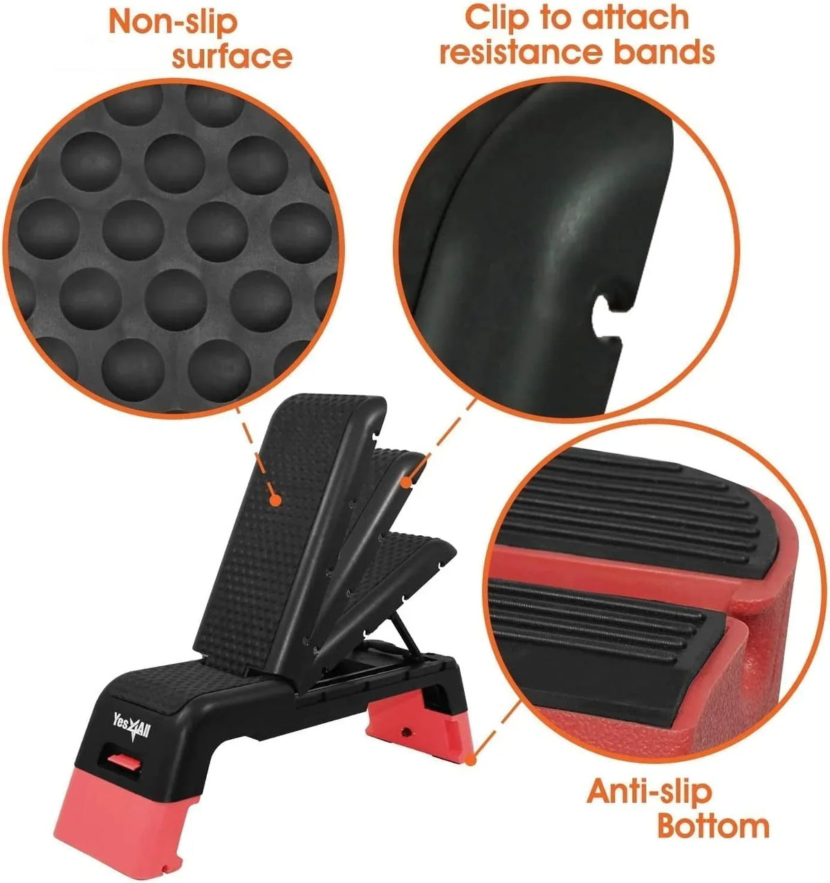 Yes4All Multifunctional Fitness Aerobic Step Platform and Aerobic Deck, Red and Black