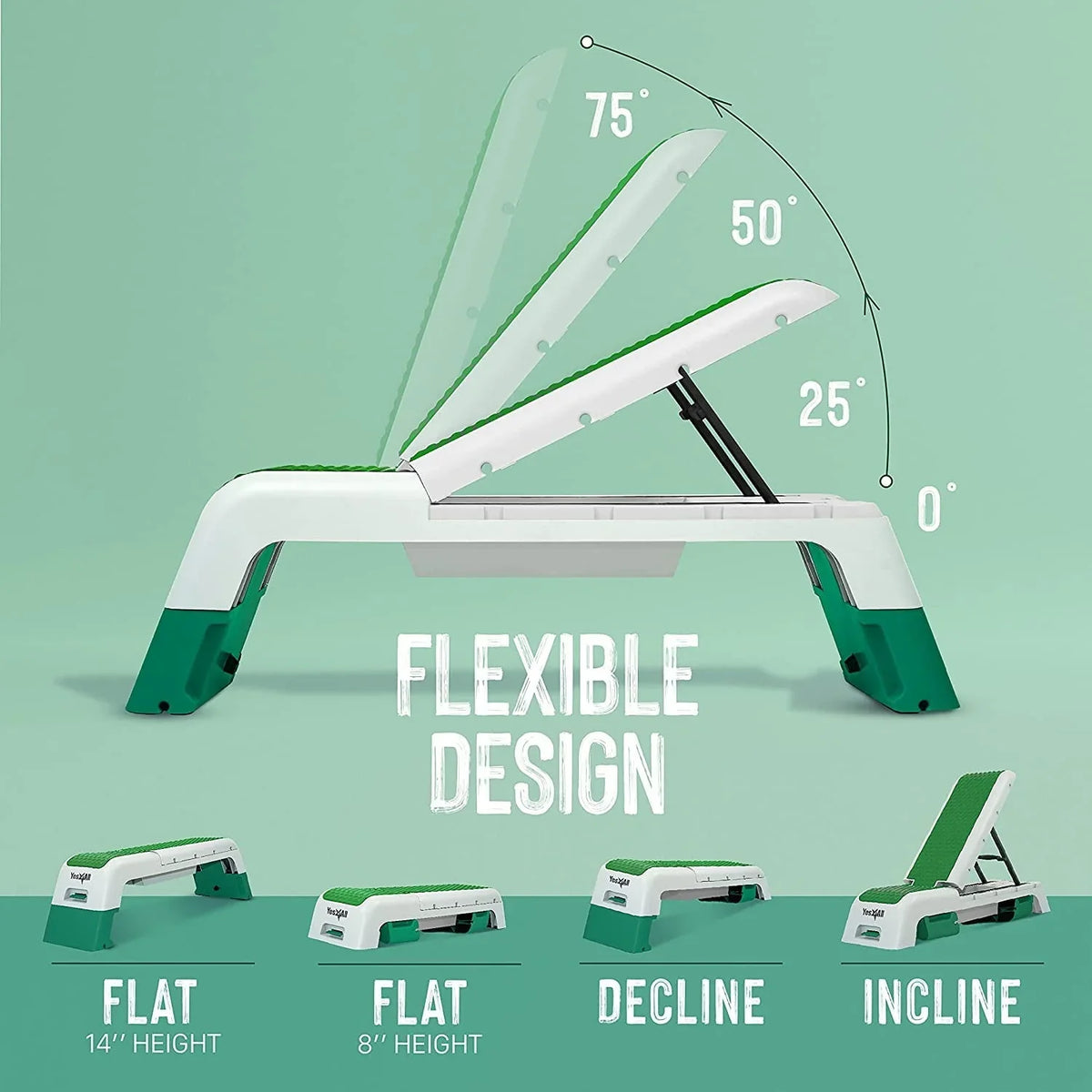 Yes4All Multifunctional Fitness Aerobic Step Platform and Aerobic Deck, Green and White