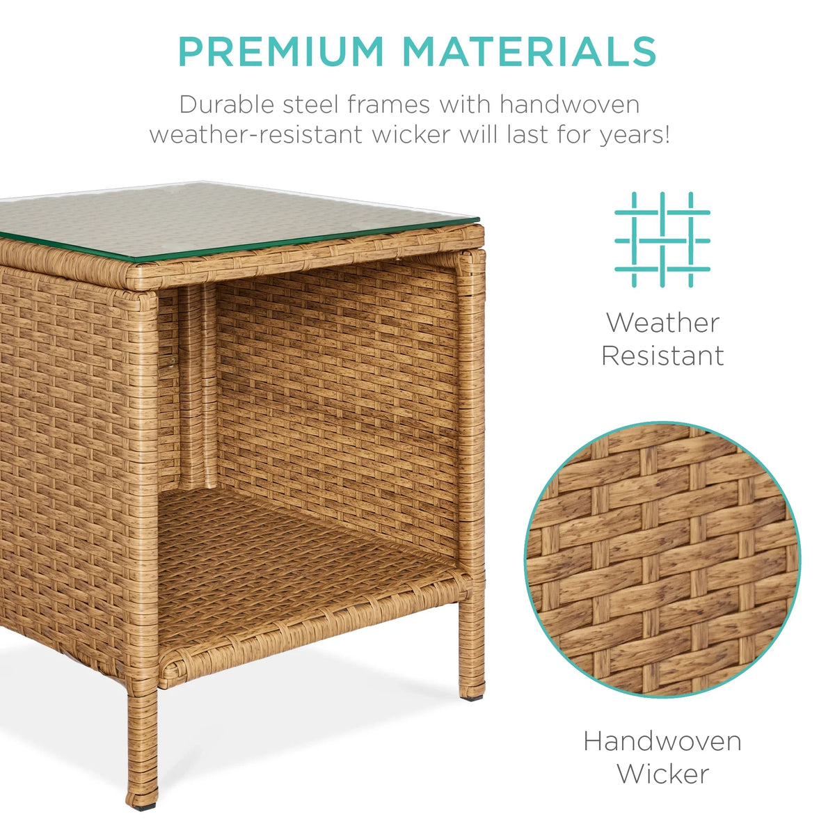 Best Choice Products 3-Piece Outdoor Wicker Conversation Patio Bistro Set, w/ 2 Chairs, Table - Gray/Navy
