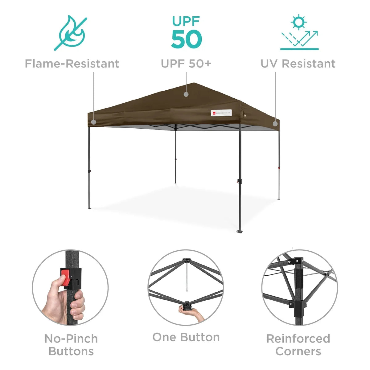 Best Choice Products 12x12ft Easy Setup Pop Up Canopy w/ 1-Button Setup, Wheeled Case, 4 Weight Bags - Navy Blue