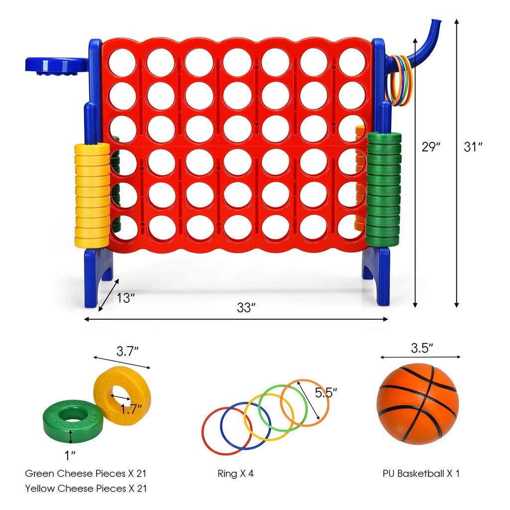 Costway Giant 4 in A Row Jumbo 4-to-Score Game Set W/Storage Carrying Bag for Kids Adult