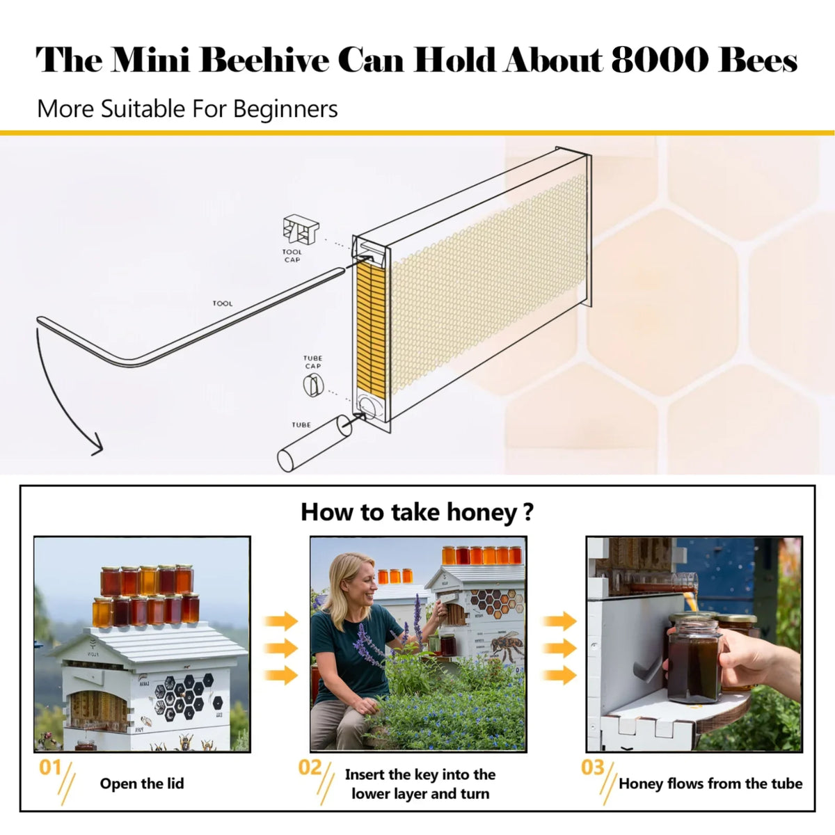 Bee Hive with Tap and Flow Hive Frame Complete Beehive Kit for Beginners