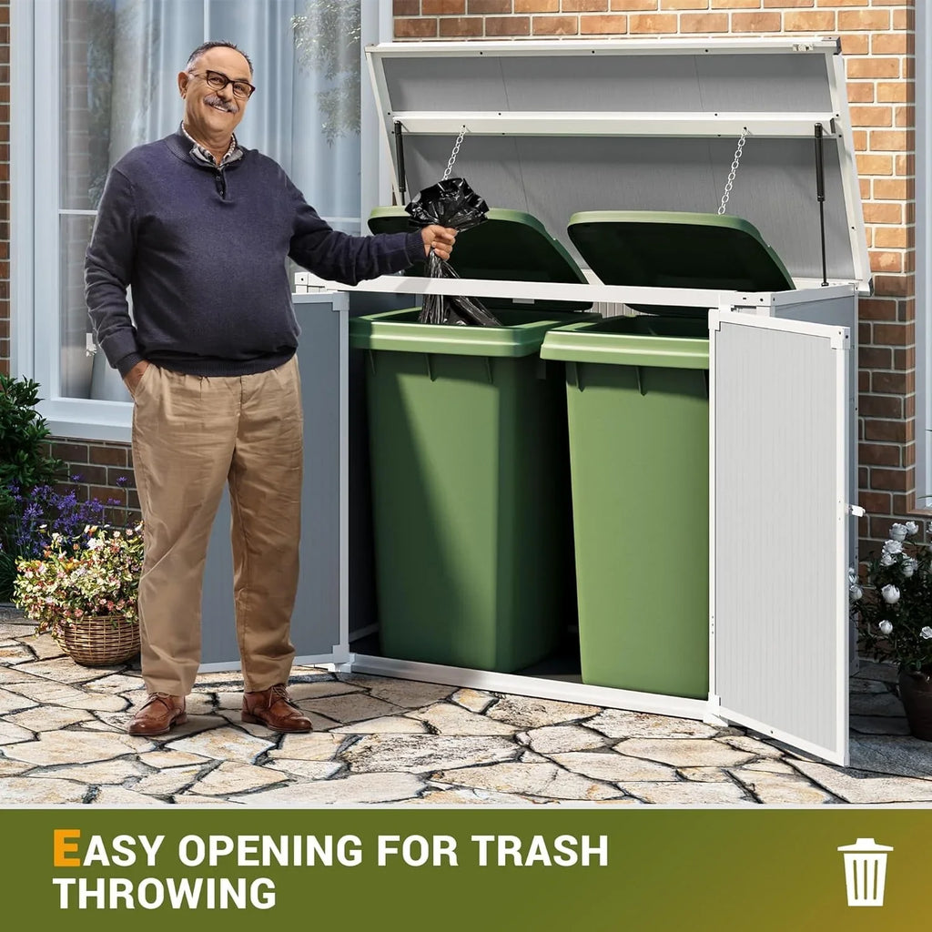 5'��3' Outdoor Storage Shed, Resin Storage Cabinet, Garden Tool Shed with Double Lockable Doors, Organizer Cabinet for Patio Yard, Gray