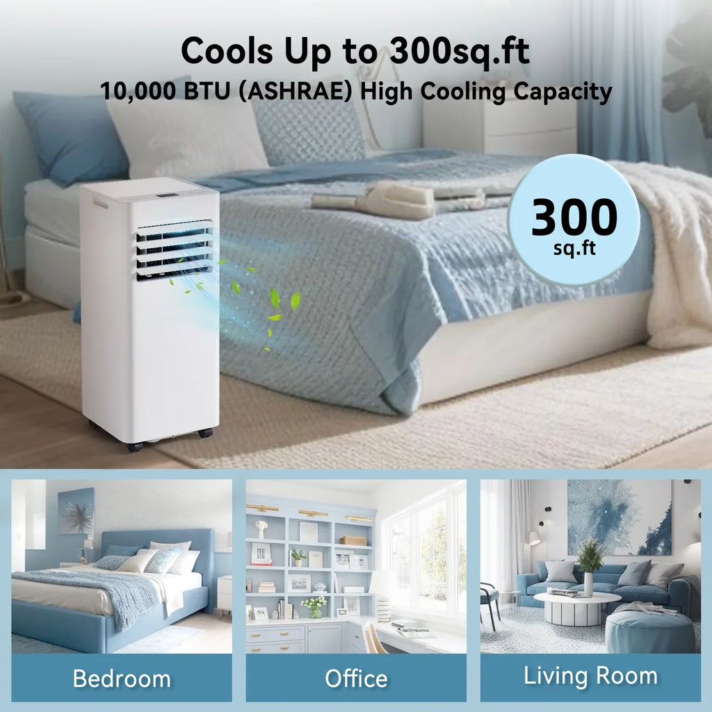 Bapipro 10,000 BTU Smart Portable AC - WiFi/Remote, 4-in-1 for 300 Sq.Ft, 24H Timer, Window Kit, ��55dB, ETL Certified