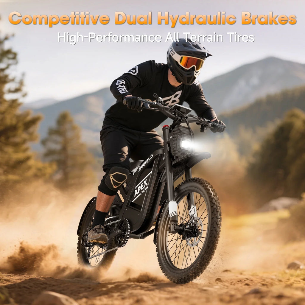 Arkveld Electric Bike for Adults, Peak-3000W, Max 40MPH and 80Miles Electric Motorcycle,25" Fat Tire Dirt Bike, APEX1 7-Speed E-Bike��White