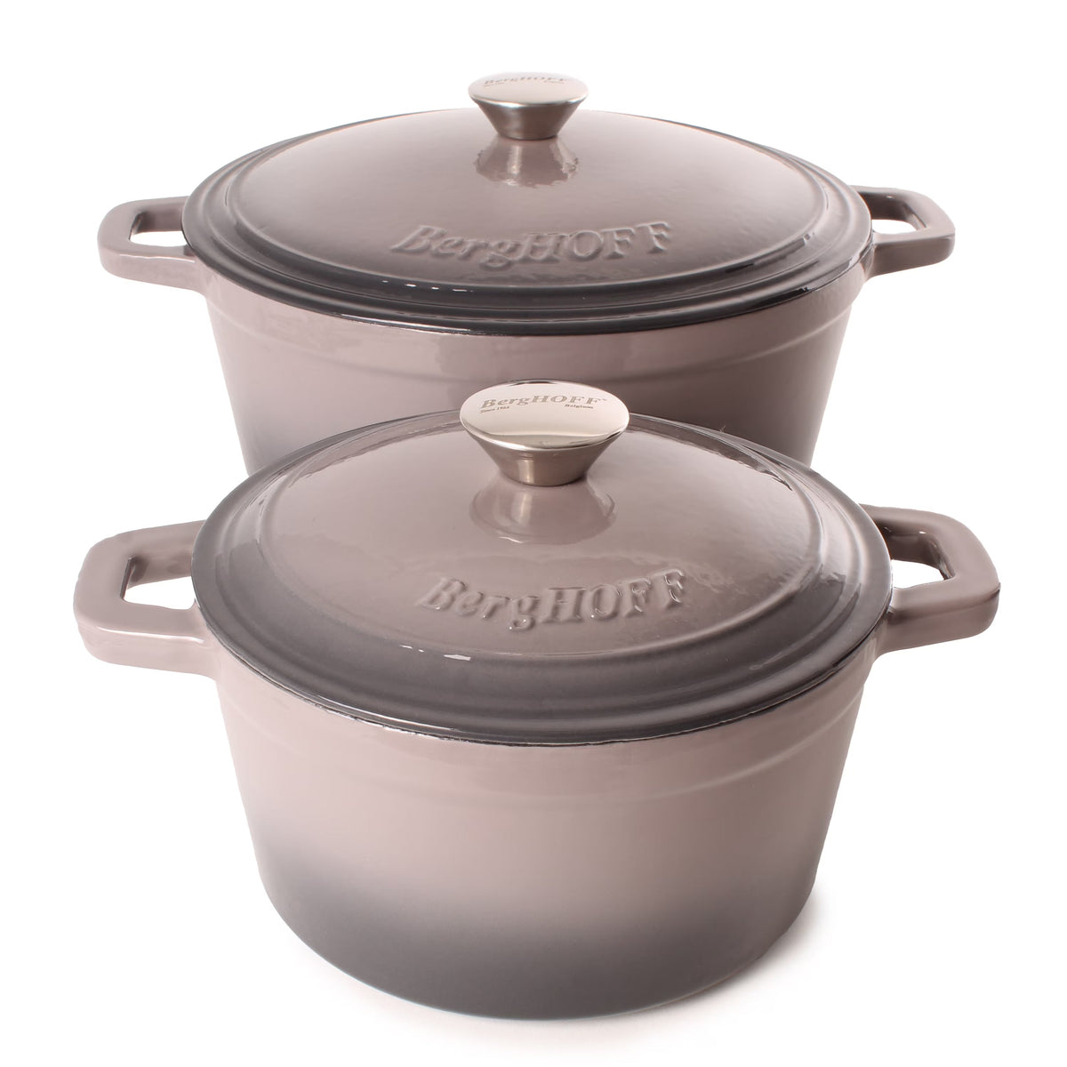 BergHOFF Neo 4Pc Cast Iron Set: 3qt. Covered Dutch Oven & 7qt. Covered Stockpot, Blue