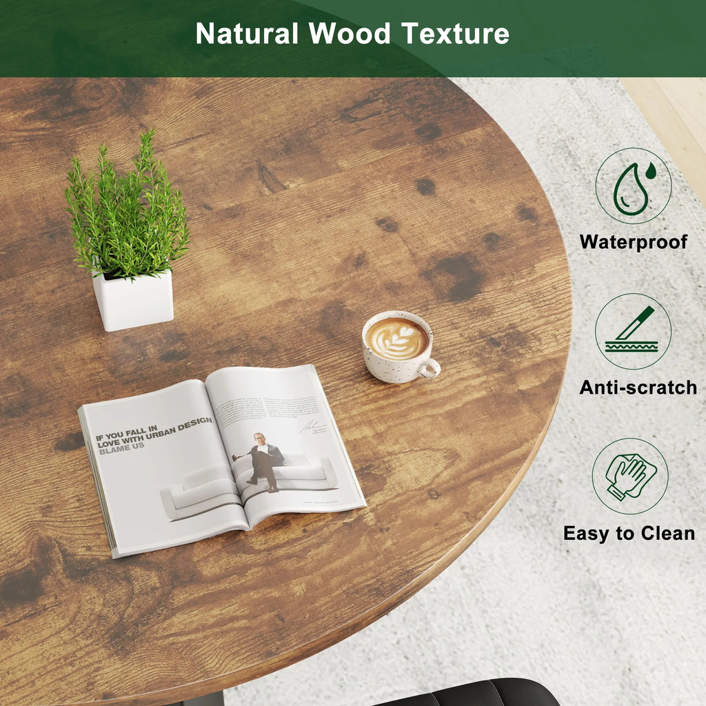 Anyact 42 Inch Rustic Round Dining Table, Circle Dining Table for Dining Room, Home(Only Table)
