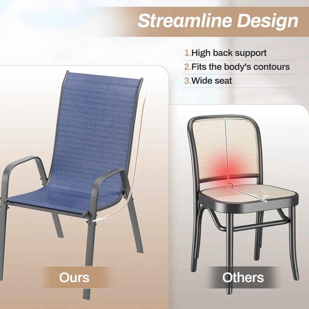 Arlopu 8Pcs Patio Dining Chairs Outdoor Stackable Armrest Chairs for Lawn Garden Backyard