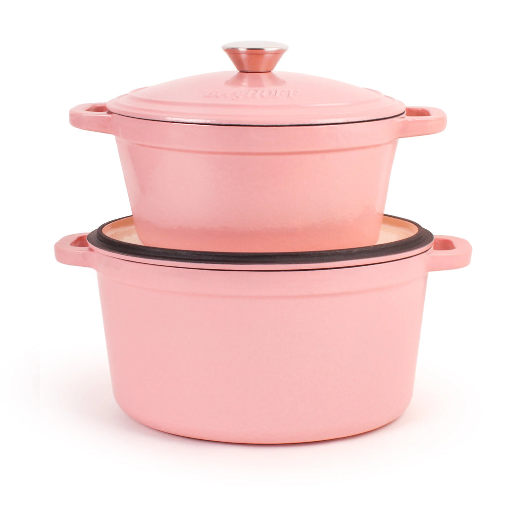 BergHOFF Neo 4Pc Cast Iron Set: 3qt. Covered Dutch Oven & 7qt. Covered Stockpot, Blue