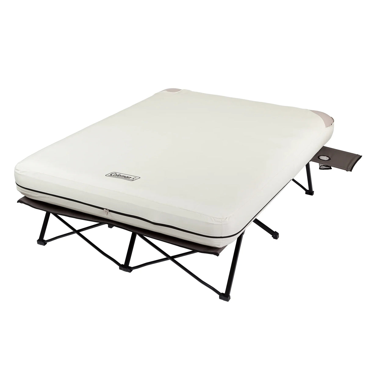 Coleman Cot and Thick Queen Air Mattress Combo Side Tables, Pump Included
