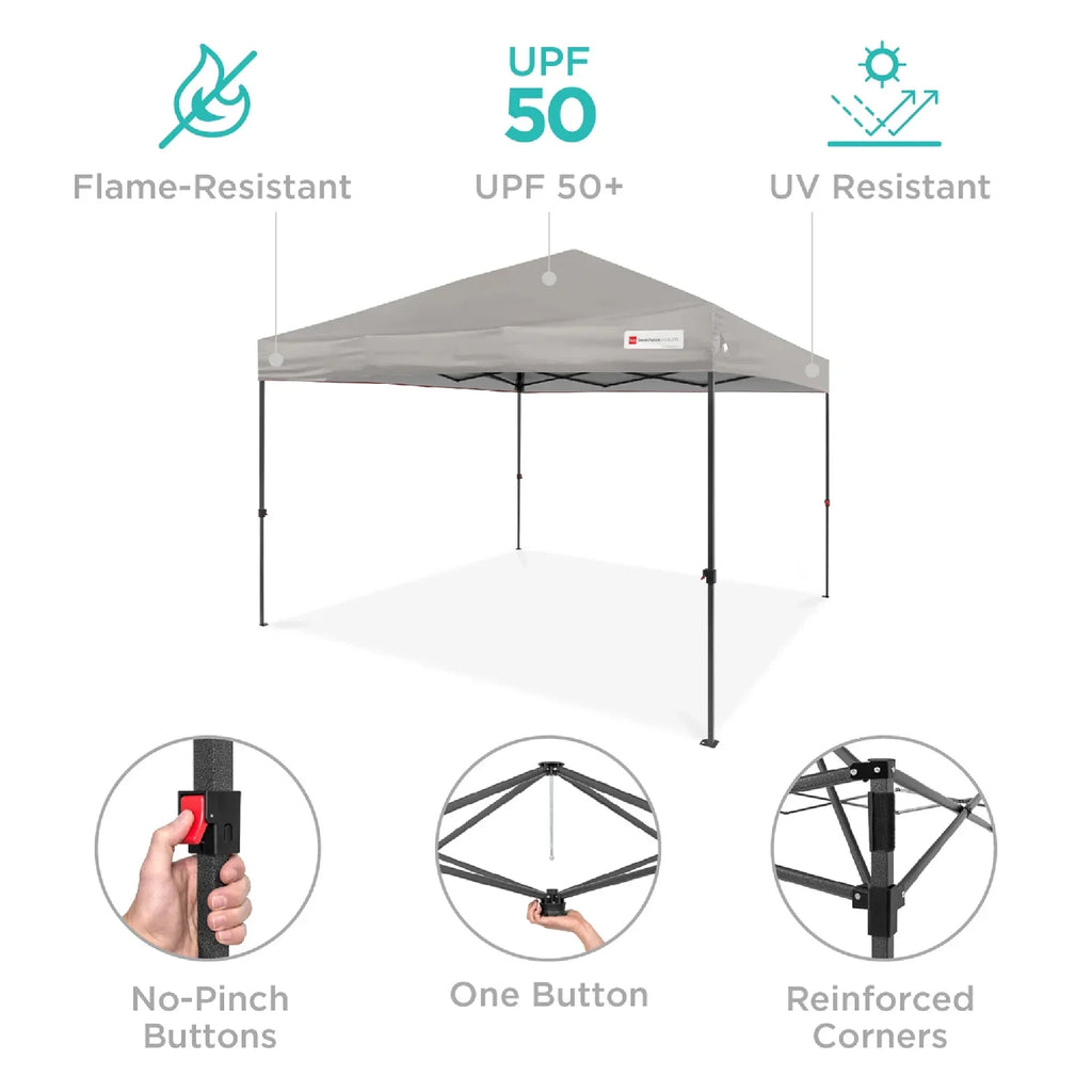 Best Choice Products 12x12ft Easy Setup Pop Up Canopy w/ 1-Button Setup, Wheeled Case, 4 Weight Bags - Navy Blue