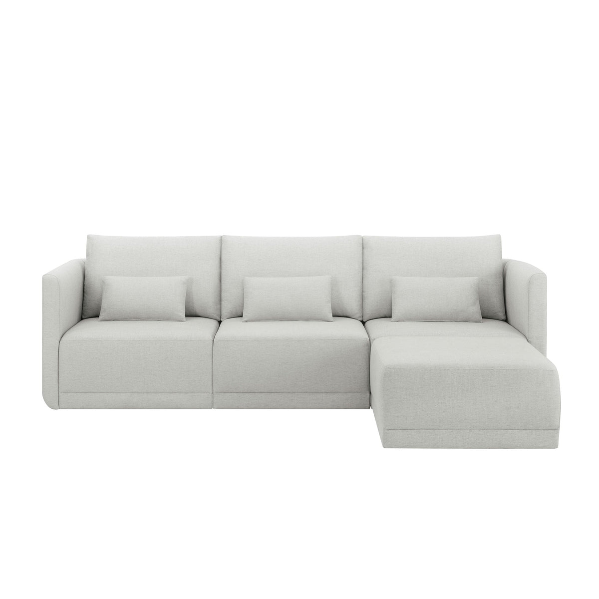 Beautiful Drew Modular Sectional Sofa with Ottoman by Drew Barrymore, Gray Fabric