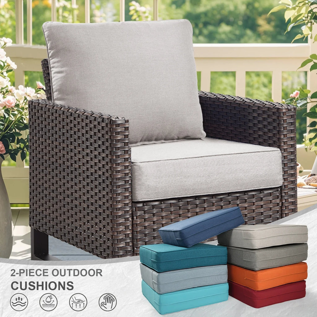 Bellefurn Outdoor Deep Seat Cushion 24 X 24 X 6 inch for Patio Furniture,Outdoor Chair Cushions Waterproof & Fade Resistant Patio Furniture Cushions for Wicker Chair, Sofa, Couch