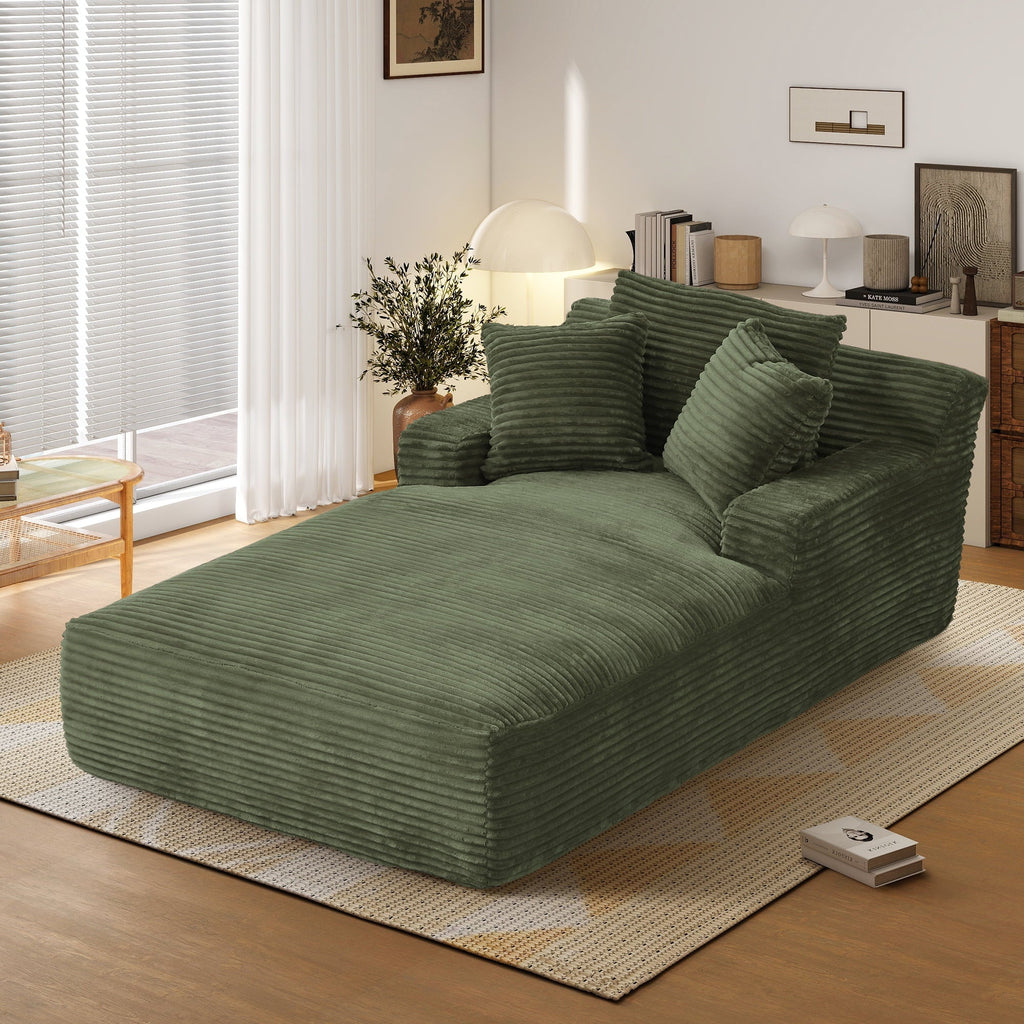 Aukfa 78.7" Extra Long Chaise Lounge Sofa, Oversized Upholstered Couch with 3 Pillows for Indoor Living Room/Bedroom,Orange