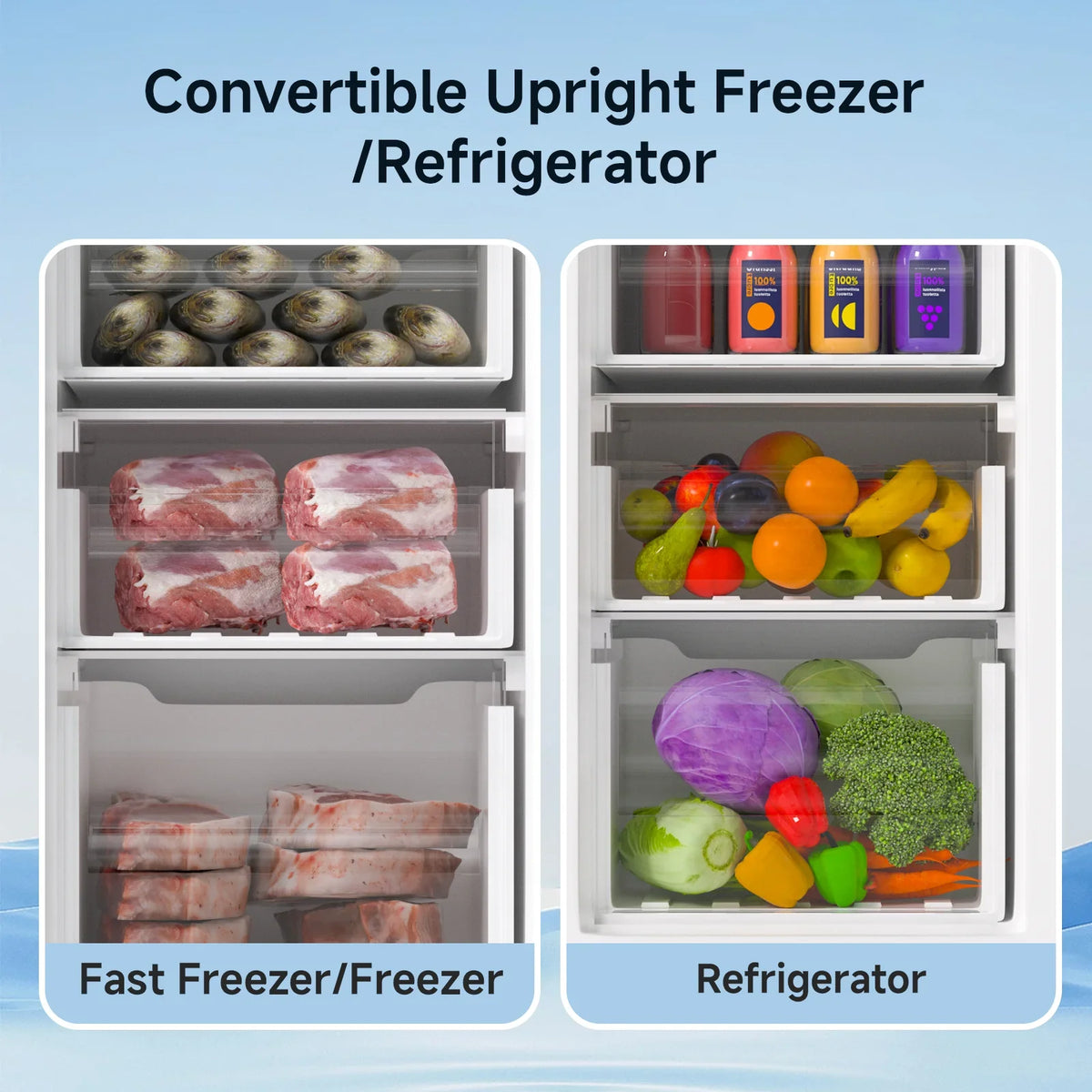 BANGSON Upright Freezer, 7.0 Cu.ft Freestanding Freezer, Convertible Upright Freezer/Refrigerator, Single Door for Kitchen, Office, Apartment, Silver