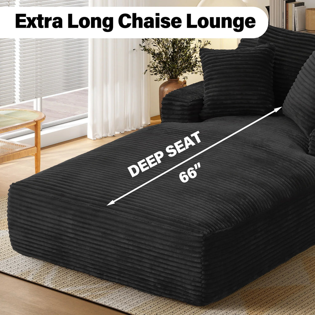 Aukfa 78.7" Extra Long Chaise Lounge Sofa, Oversized Upholstered Couch with 3 Pillows for Indoor Living Room/Bedroom,Orange