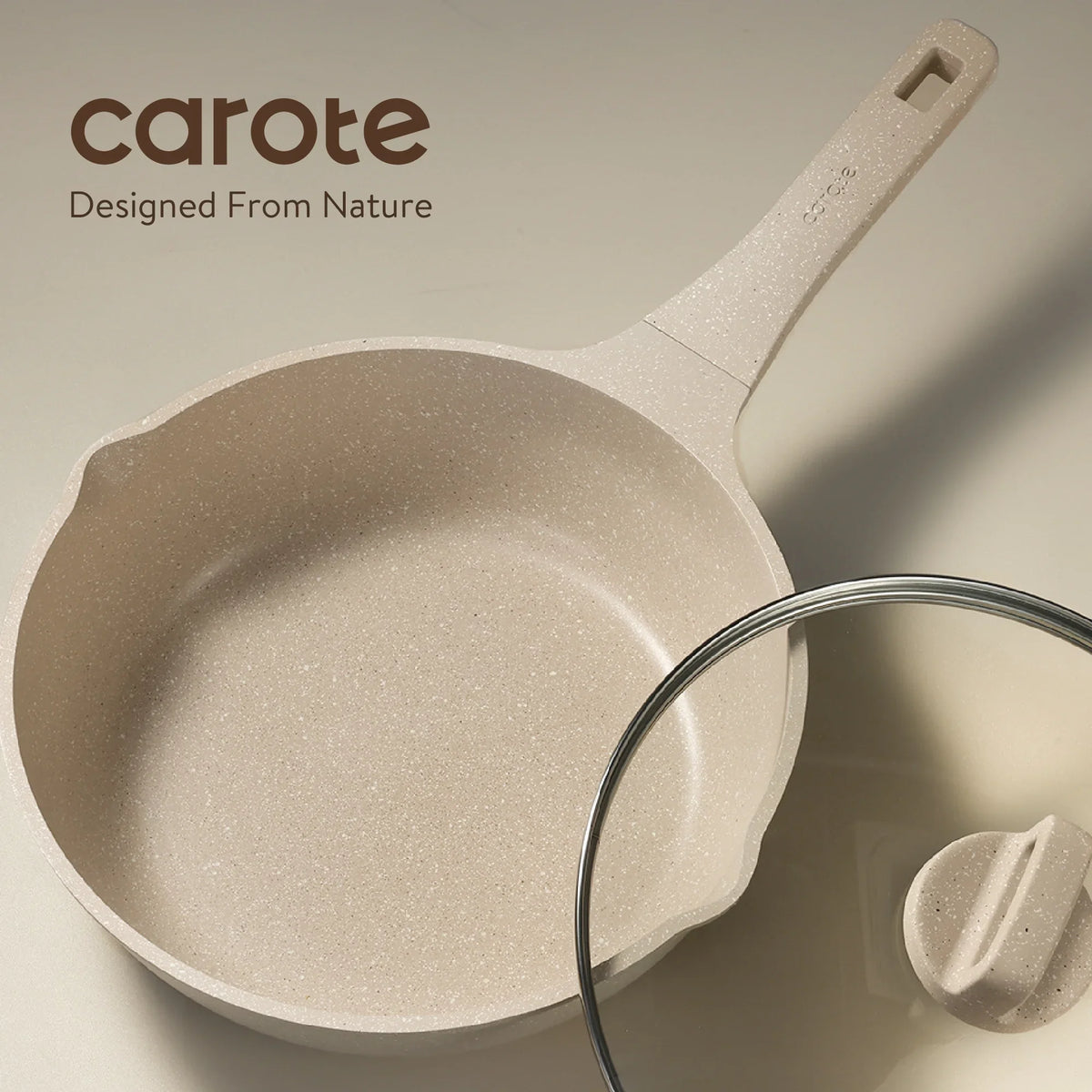 Carote 13 Pcs Nonstick Cookware Sets, Non Stick Pots and Pans Set, Induction Cookware, Taupe