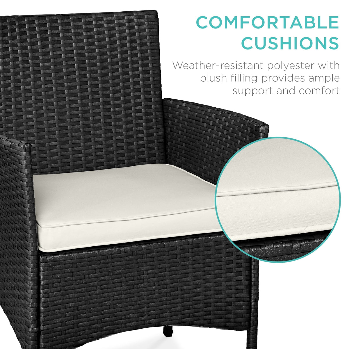 Best Choice Products 3-Piece Outdoor Wicker Conversation Patio Bistro Set, w/ 2 Chairs, Table - Gray/Navy