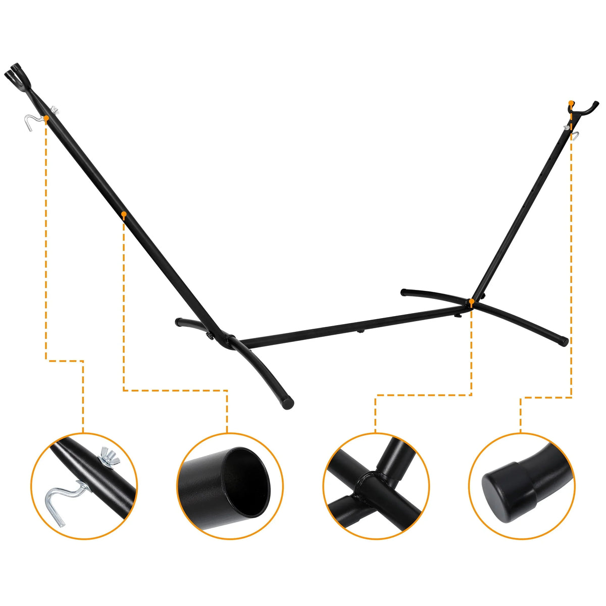 ZenSports 450lbs Adjustable 9FT Double Steel Hammock Stand Frame W/Portable Carry Bag, Black
