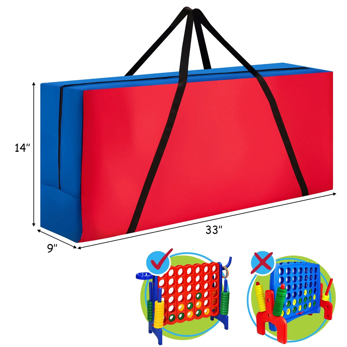 Costway Giant 4 in A Row Jumbo 4-to-Score Game Set W/Storage Carrying Bag for Kids Adult