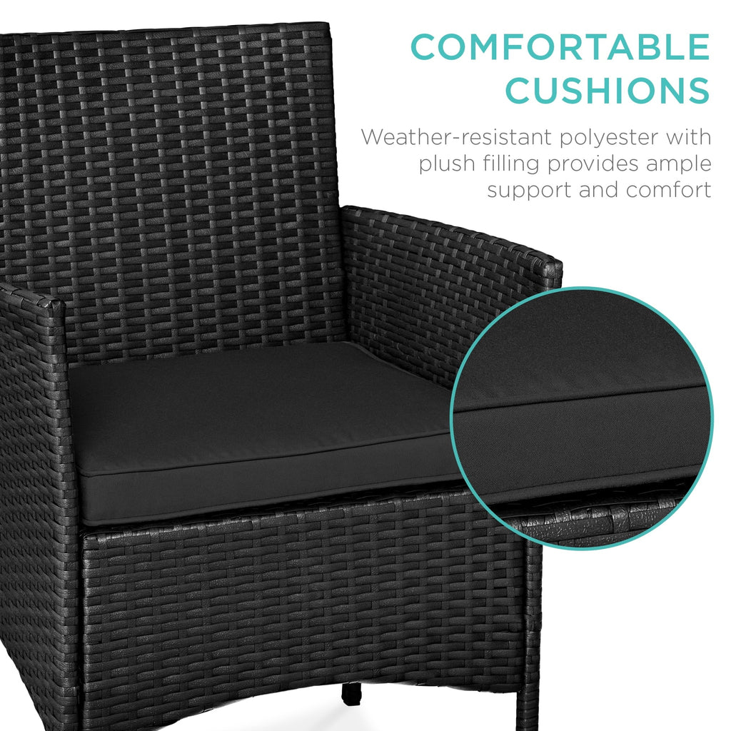 Best Choice Products 3-Piece Outdoor Wicker Conversation Patio Bistro Set, w/ 2 Chairs, Table - Gray/Navy