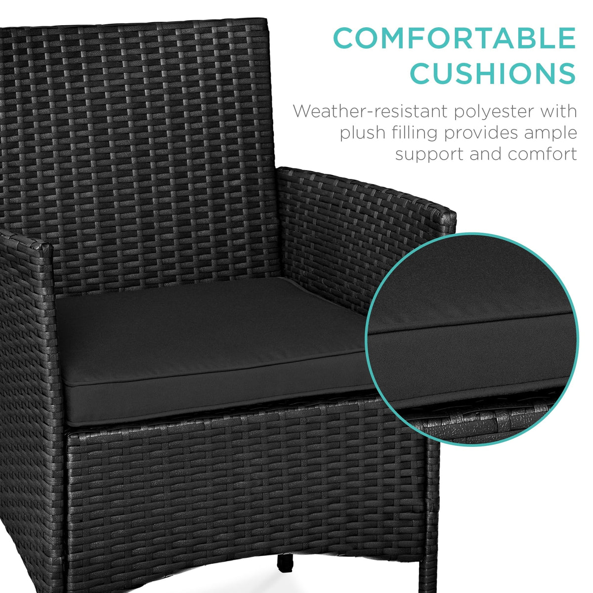 Best Choice Products 3-Piece Outdoor Wicker Conversation Patio Bistro Set, w/ 2 Chairs, Table - Gray/Navy