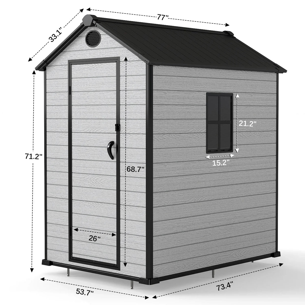 ZYJOYY 4'x 6' Resin Outdoor Garden Tool Storage Shed w/ Window, Grey