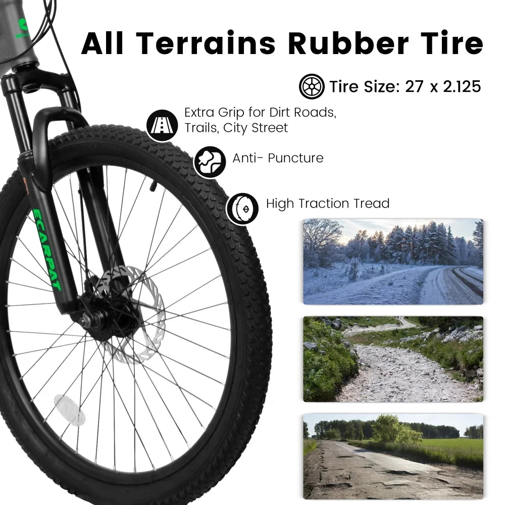 A2760 27.5 Inch Full Suspension Mountain Bike, Front and Rear Dual Shock Absorbers, Mechanical Disc Brakes, 21-Speed, Suitable for Men and Women, Ideal for Travel and Fitness Enthusiasts