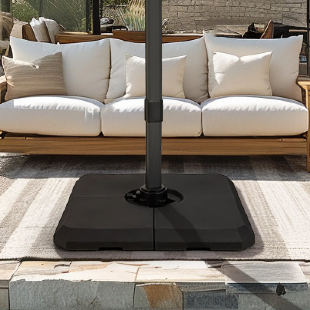 Alpha Joy 12x9ft Outdoor Patio Umbrella Large Rectangle Offset Cantilever Double Umbrella with 360°Rotation, Beige