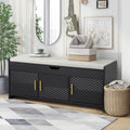 AVAWING Storage Bench, Shoe Bench with Lift Top Storage, Wooden Entryway Bench, Black