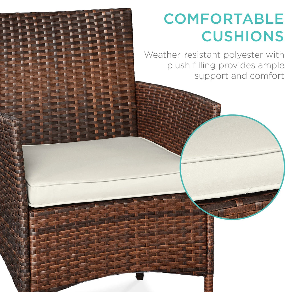 Best Choice Products 3-Piece Outdoor Wicker Conversation Patio Bistro Set, w/ 2 Chairs, Table - Gray/Navy