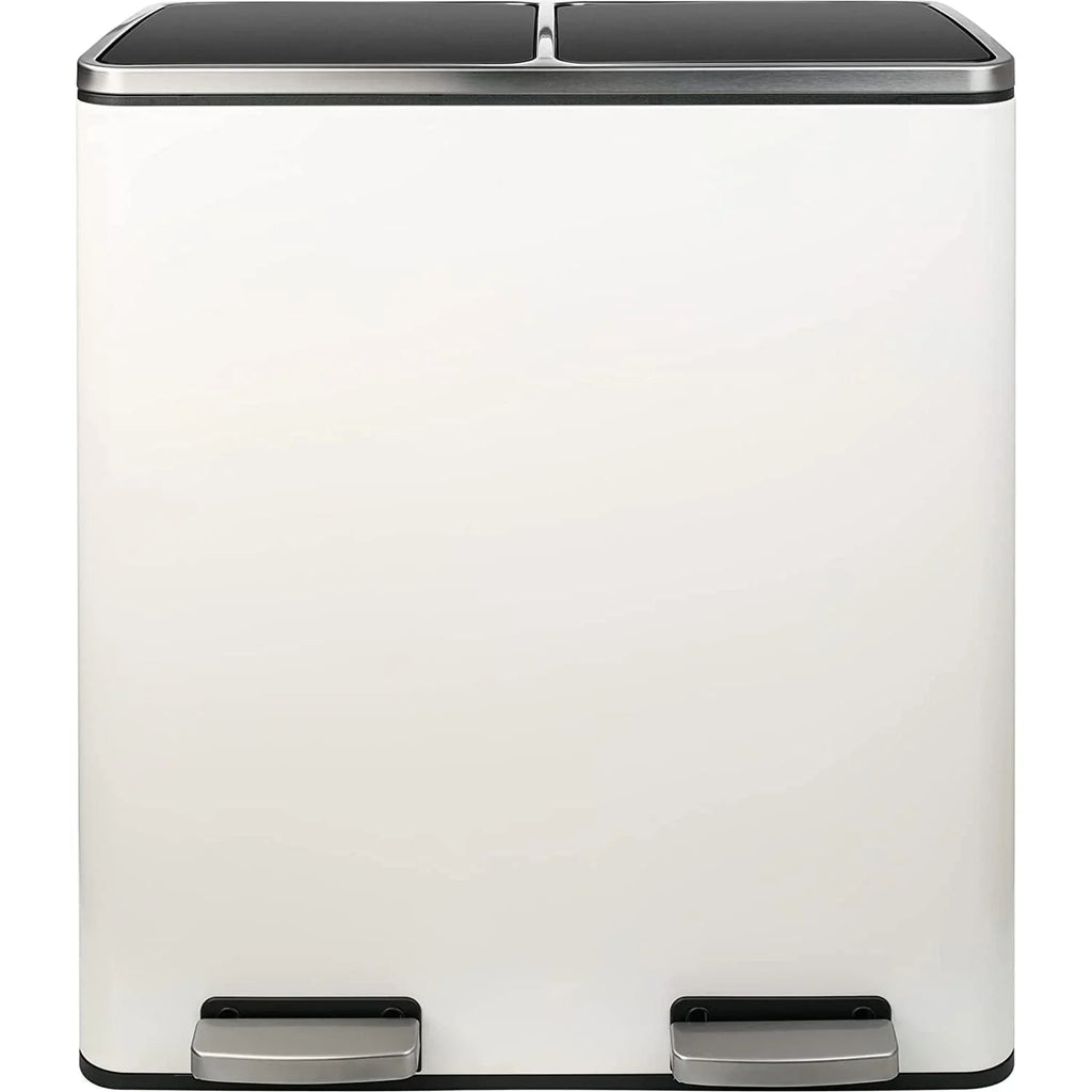 Arlopu 60 L/16 gal Dual Trash Can, Stainless Steel Garbage Can for Kitchen, Recycle Bin with Lid