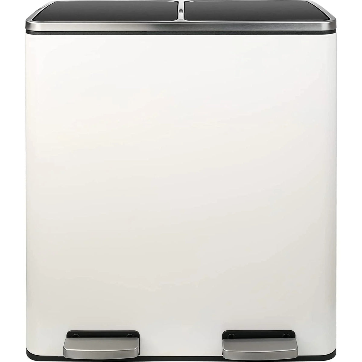 Arlopu 60 L/16 gal Dual Trash Can, Stainless Steel Garbage Can for Kitchen, Recycle Bin with Lid