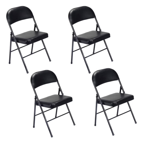 4 Pack Folding Chairs, Cushioned Padded Seat, Wedding Chairs with Metal Frame for Home, Office, Party Use, Light  Brown