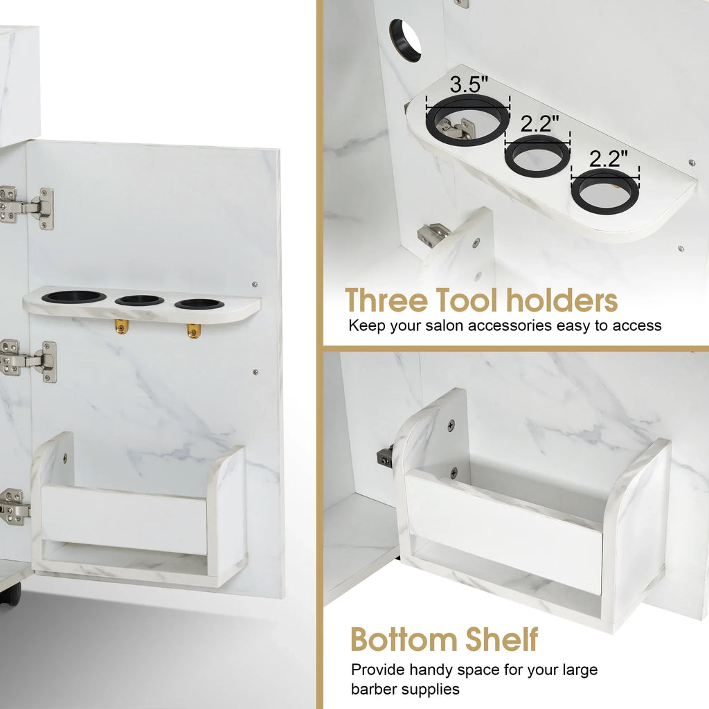 BarberPub Salon Trolley, Hair Styling Rolling Utility Cart with Storage Drawer