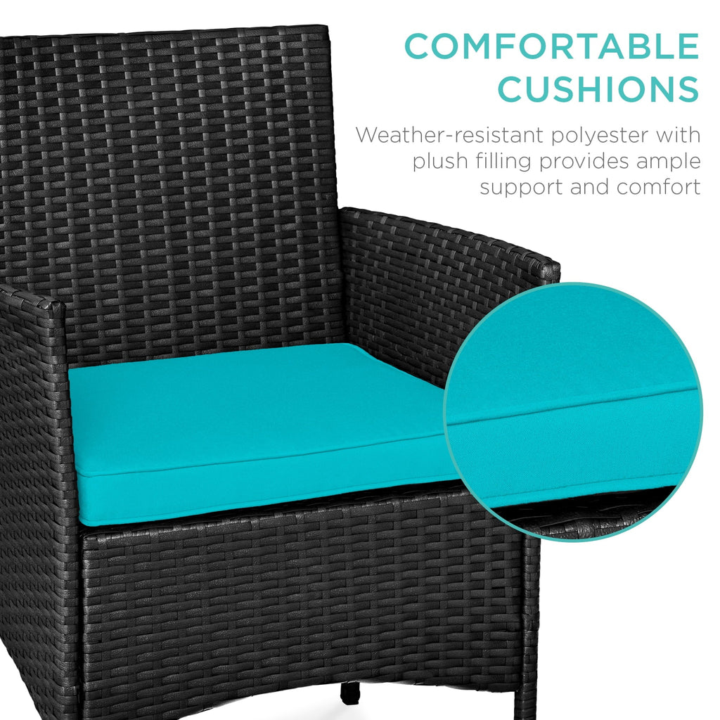 Best Choice Products 3-Piece Outdoor Wicker Conversation Patio Bistro Set, w/ 2 Chairs, Table - Gray/Navy