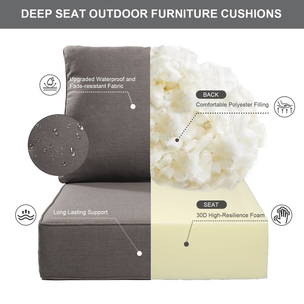 Bellefurn Outdoor Deep Seat Cushion 24 X 24 X 6 inch for Patio Furniture,Outdoor Chair Cushions Waterproof & Fade Resistant Patio Furniture Cushions for Wicker Chair, Sofa, Couch