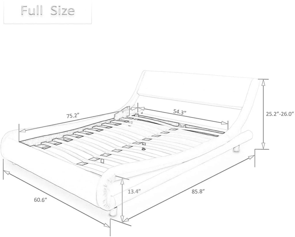 Allewie Full Size Platform Bed Frame with Curved Adjustable Headboard, 100% Fabric Upholstered Style, 10'' Mattress Recommended, Grey