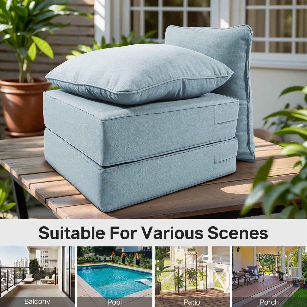 Bellefurn Outdoor Deep Seat Cushion 24 X 24 X 6 inch for Patio Furniture,Outdoor Chair Cushions Waterproof & Fade Resistant Patio Furniture Cushions for Wicker Chair, Sofa, Couch
