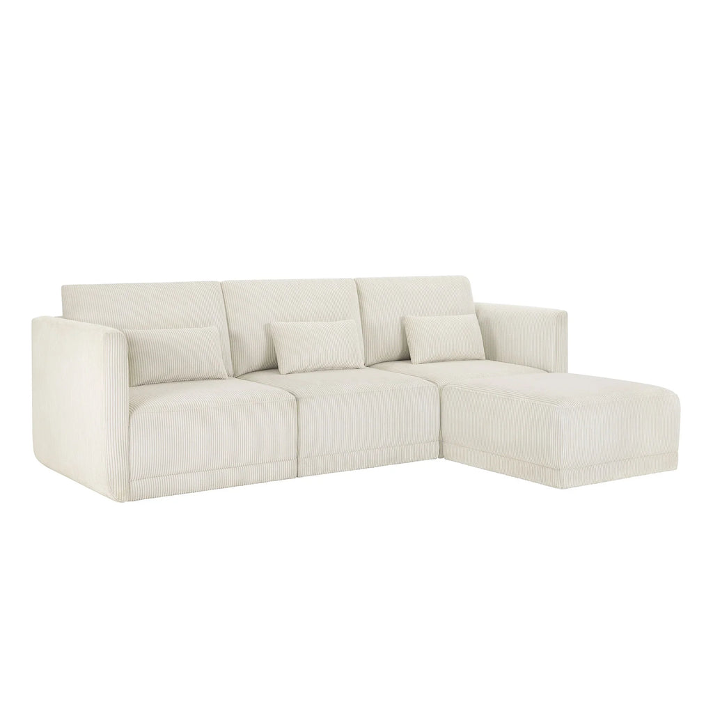 Beautiful Drew Modular Sectional Sofa with Ottoman by Drew Barrymore, Gray Fabric