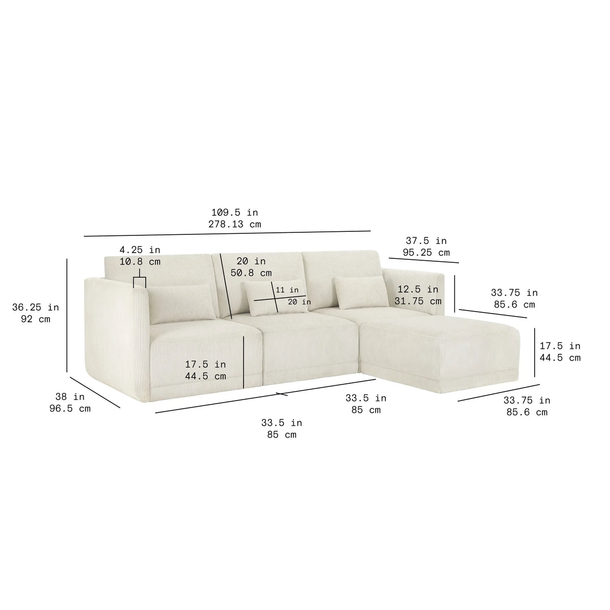 Beautiful Drew Modular Sectional Sofa with Ottoman by Drew Barrymore, Gray Fabric