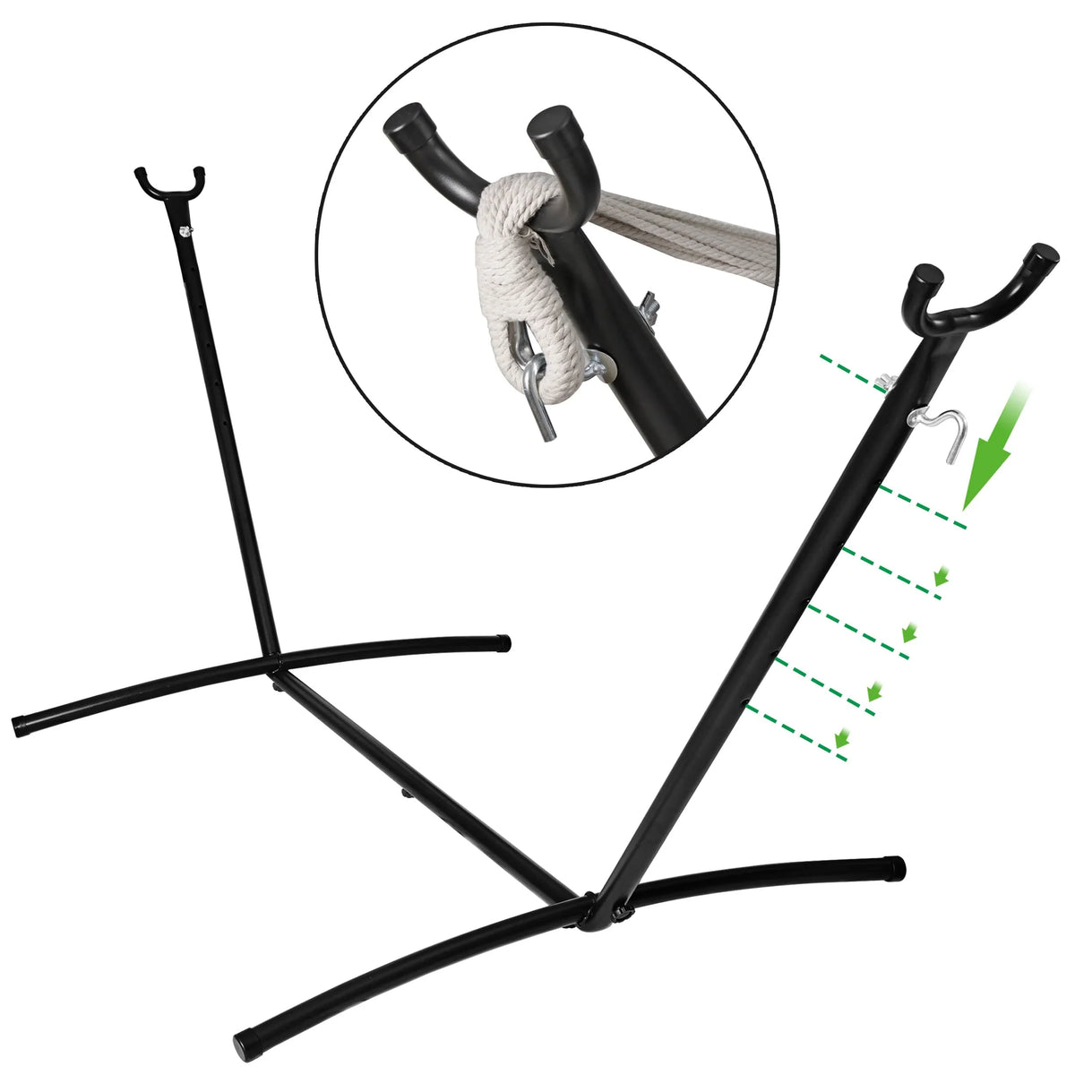ZenSports 450lbs Adjustable 9FT Double Steel Hammock Stand Frame W/Portable Carry Bag, Black